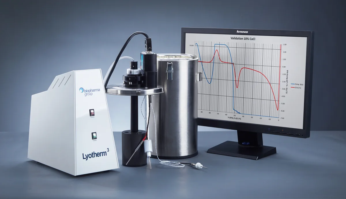 Lyotherm 3 analyser with thermal and impedance results on screen